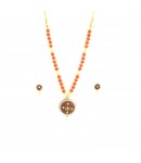 Pendent Set with Earrings, D1-X2, Red and Gold Color, Fashion Jewelry